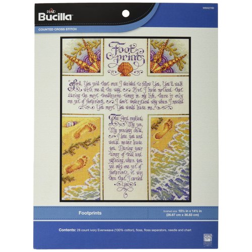 Bucilla Counted Cross Stitch Kit, 10.5 by 14.25-Inch, 42760 Footprints