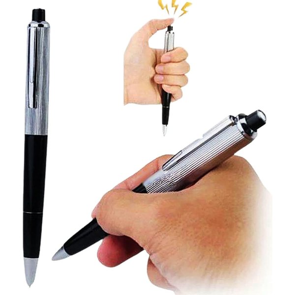 Seadiquiet 1Pc Shock Pen, Interesting Surprising Prank Items, Lightweight Shocking Practical Joke Toys for Outdoor Novelty and Gag Games（Silver）