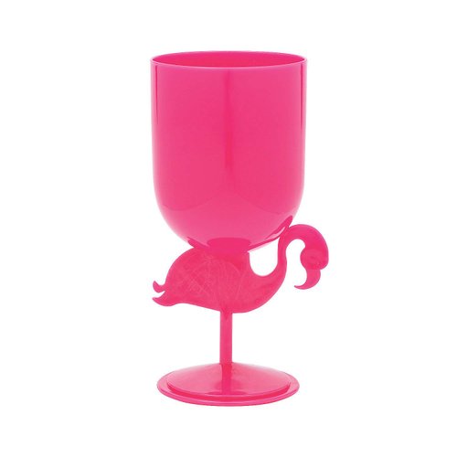 Fun Express Bulk Set of 12 Plastic Flamingo Goblet Cups, Each holds 14 oz, BPA Free Plastic, Tropical Party Supplies, Pink