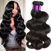 Vallbest 3 Bundles Body Wave Bundles Human Hair 16 18 20 Inches 16A 100% Unprocessed Virgin Weave Bundles Human Hair Extensions Quick Weave Natural Black Color For Black Women