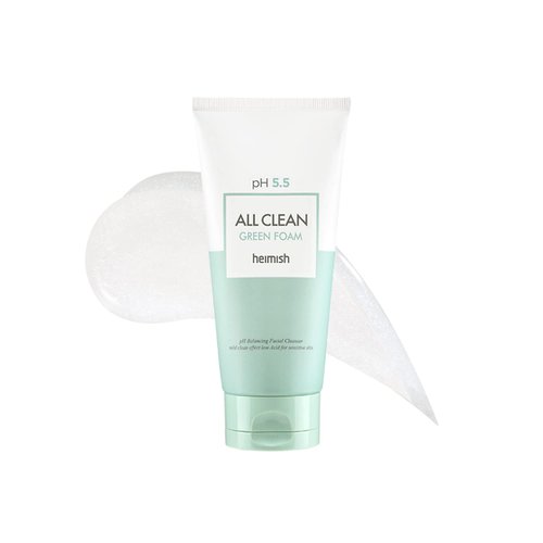 heimish All Clean Green Foam 5.3oz /150g | PH 5.5 balancing Wash & Exfoliating Facial gel Cleanser | Daily Care Cleansing Face wash, Sebum control, Acne treatment, Wash for Deep pore cleansing