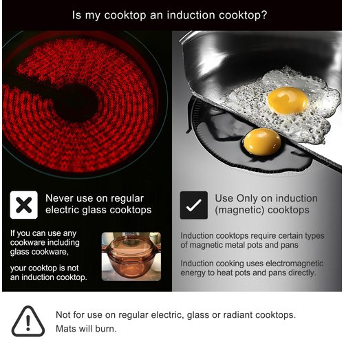 Lazy K Induction Cooktop Mat - Silicone Fiberglass Scratch Protector - for Magnetic Stove - Non Slip Pads to Prevent Pots from Sliding During Cooking_ Black (11inches)