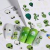 Alien Nail Art Stickers Decals 3D Astronaut Space Alien UFO Rocket Earth Moon Star Nail Transfer Decal Luminous Alien Nail Self-Adhesive Sticker Designs for Women Girls Manicure Tips Decorations