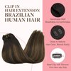 GOO GOO Clip in Hair Extensions Real Human Hair, 12inch 85g 7Pcs, 2/6/2 Balayage Dark Brown to Chestnut Brown, Remy Human Hair Extensions Clip ins for Women, Natural Human Hair