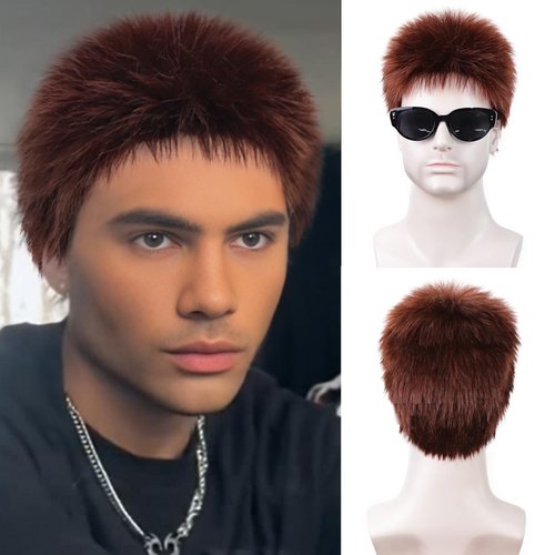 SEVENCOLORS Mens Wig Short Auburn Wigs Natural Straight Hair Synthetic Wigs for Men Lightweight Cosplay Costume Halloween Wig