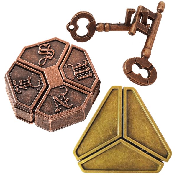 PSDVAYI Metal Brain Teasers Puzzles for Kids and Adults 3 PCS Unlock Interlocking Puzzles IQ Logic Test Disentanglement Educational Toy for Kids Adults