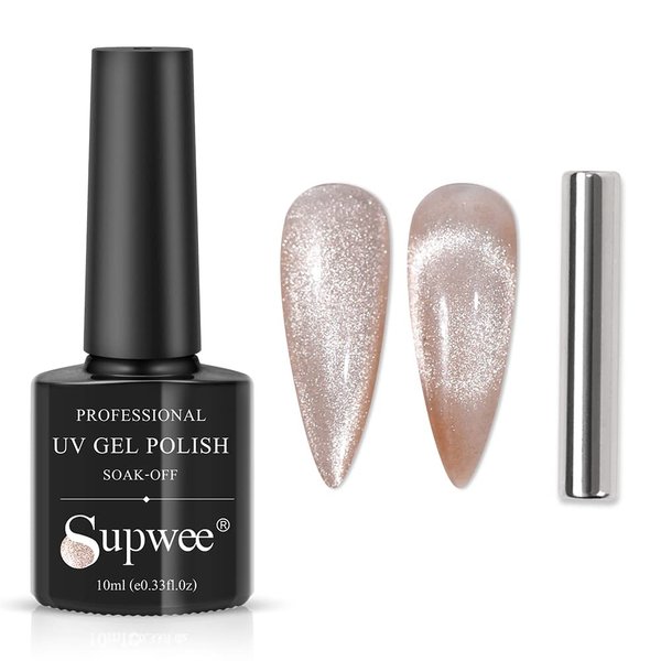 SUPWEE Smoothie Wide Cat Eye Gel Nail Polish Magnetic Gel Polish 10ML Cat Eye Nail Polish Soak Off UV/LED Gel Cat Eye Polish with Magnetic Stick