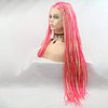 Micro Braided Wigs for Black Women Colorful Red Pink Blonde Handmade Braids Lace Front Wigs Long Synthetic Realistic Braiding Wig with Natural Hairline Gluless Natural Hairline Cosplay Party 28 inch