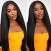 Kinky Straight Clip in Hair Extensions Real Human Hair for Black Women Full Head 8A Brazilian Real Hair Yaki Human Hair Clip ins Natural Color 8pcs 20 Clips 100g/Set (14 inch)