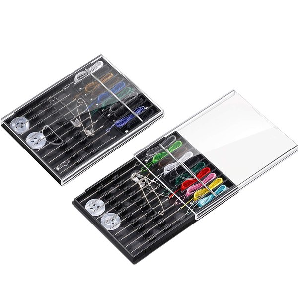 HESTYA 2 Boxes (20 Pieces) Pre Threaded Needle Kit Assorted Color (Black)