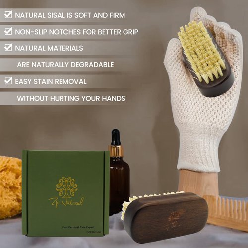ZP Natural 2pack Nail Brush For Cleaning Fingernails, Wooden Nail Brushes, Vintage Colors Fingernail Brush For Cleaning Nail Scrub Brush Natural Sisal Bristles Are Biodegradable