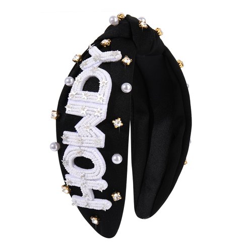 Pearl Rhinestone Knotted Headband Western Country Cowgirl Howdy Twisted Headband Headpiece for Women Girls Sparkle Rhinestone Pearls Sequin Star Top Knot Headband Rodeo Bachelorette Party Hair