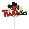 CHuangQi Oh Twodles Glitter Cake Topper, Mickey Themed 2nd Birthday Cake Decor, Second Birthday Party Supplies
