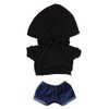 niannyyhouse Black Hoodies with Pocket Dark Blue Jeans 7.8in（20cm） Plush Humanoid Stuffed Doll Clothes (Black)