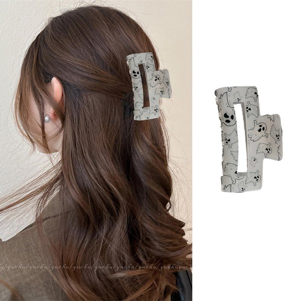 Halloween Hair Claw Clips White Gothic Ghost Hair Clips for Thick or Thin Hair Strong Hold Hair Jaw Clips Halloween Hair Accessories Costume Cosplay Party Hair Barrette Big Ghost Claw Clips for Women