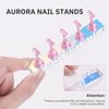 Etercycle 2 Set Nail Holder for Display Painting Nails - Aurora Acrylic Magnetic Practice Nail Stand Set - Fake Nail Holder for Press On Nails with Reusable Adhesive Putty (Transparent + Pink)
