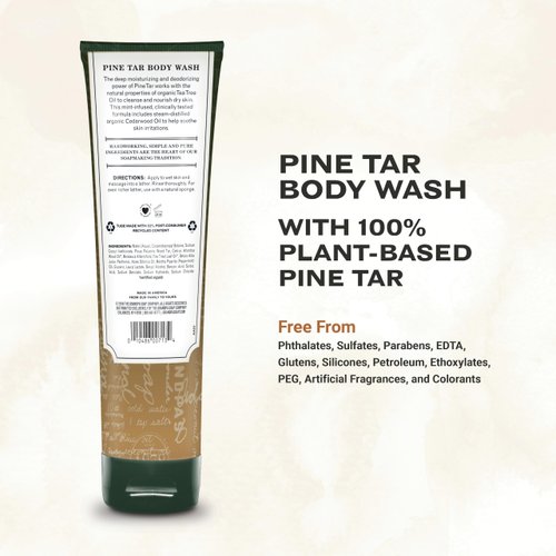 The Grandpa Soap Company Pine Tar Body Wash - Dermatologist Recommended to Cleanse & Moisturize Irritated Skin, Deodorizing Power, With Pine Tar & Tea Tree Oil, 9.5 Fl Oz