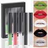 AMY'S DIARY Matte Plum Liquid Lipstick 5Pcs Sets,24-hour Lipstick Green White Black Silver Red Lip Stain 24 Smudge Waterproof for Women (Set07)