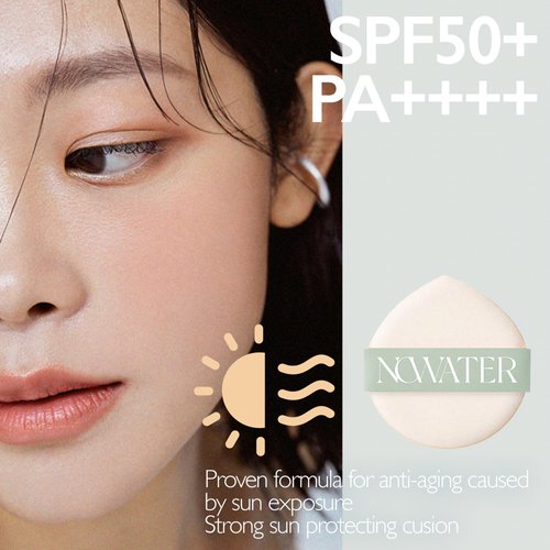 NOWATER Tea Tree Day-day Tone-up Sun Cushion (SPF50+, PA++++) | Sun Protection | #21 Cushion Foundation | Hyaluronic Acid, Niacinamide | Korean Make up for face (0.88 fl.oz)
