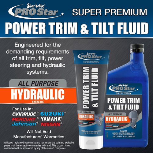 STAR BRITE PRO Star Power Trim & Tilt Fluid - Super Premium All Purpose Hydraulic Fluid for Trim Tabs, Power Tilt & Steering Systems - Anti-Wear, Anti-Foam - Outboard & Stern Drive Systems (028510)