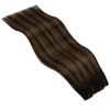 [For Wedding] YoungSee Wire Real Hair Extensions Brown Balayage Wire Couture Hair Extensions Human Hair Balayage Darkest Brown with Medium Brown Hair Wire Extensions Quick and Easy to Install 80G 16In