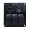 3 Gang Rocker Switch Panel Aluminum DC 12V 24V ON Off Switch Panel Waterproof Marine Boat LED Digital Display Voltmeter 4.2A Dual USB Slot Socket Car RV Truck