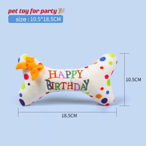 Birthday Gifts Cake & Bone for Dogs | Squeaky Dog Toys with Soft Stuffing | Pet Supplies | Puppies Party | Good Behavior | Indoor Training Accessories | Super Chewer Toy for All Breeds (Bone)