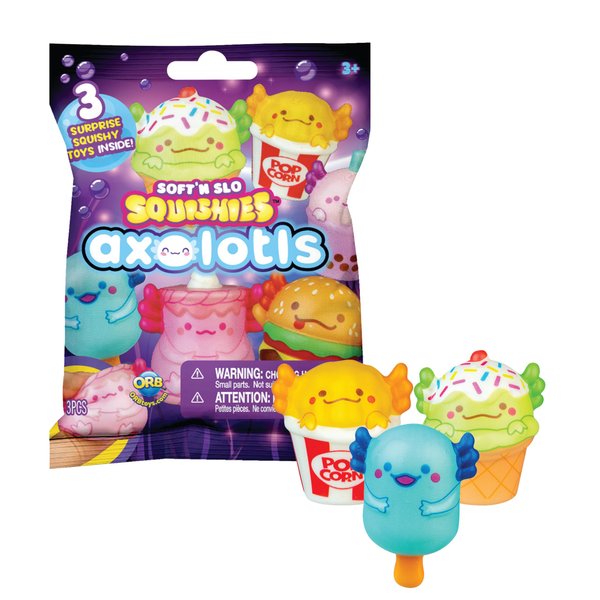 ORB Arcade Soft n' Slo Axolotl Squishies Blind Bag 4 Pack - 4 Blind Bags, Each w/ 3 Assorted Slow Rising Axolotl Kawaii Squishies - Kids Toys for Party Favors, Birthday Gifts, Stocking Stuffers
