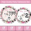 51 Pcs Holy Cow I'm Two Girls Birthday Party Supplies Moo Moo I'm Two Tablecloth Paper Plates Napkins Forks Dinnerware for Farm Animals Cow Theme Girls 2nd Birthday Party Supplies Decorations