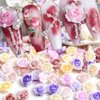 100pcs 3D Flower Nail Charms Rose Flowers Nail Art Charms Camellia Flower Charms for Nails Design Carved Floral Resin Charms Cute Nail Jewels for Nail Art Supplies Flower Nails Charms Nail Decorations