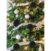 Serene Spaces Living Black Christmas Ornaments 6" Tall and 5" Wide, Pack of 12 Spiked Glitter Christmas Ball Ornament, Perfect for Hanging on Christmas Tree, Indoor and Outdoor Event Party Decoration