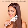 BABA - 2 Piece Diamond Crystal Wide Tooth Comb – Combs for Women, Hair Comb, Detangles Wet or Dry Hair, Detangling Comb, Wide Tooth Comb for Curls, Detangling Brush (White Black)