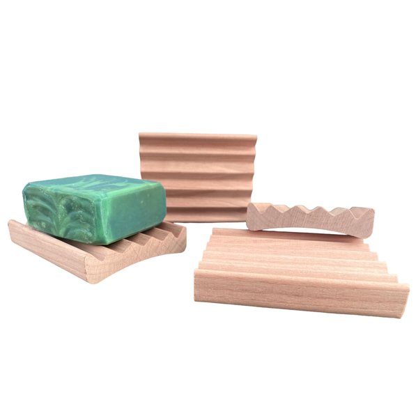 2 Pack Elevation Alder Natural Wood Soap Dish, 100% Handcrafted in the USA, Makes Soap Last 2X Longer, Soap Bar Holder for Kitchen or Bathroom