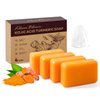 KlearBloom Kojic Acid Soap, Turmeric Soap Bar for Dark Spots Brightening & Moisturizing with Collagen, Vitamin E, Retinol, Hyaluronic Acid, Shea Butter, Paraben & Sulfate-Free 105g x4 Bars