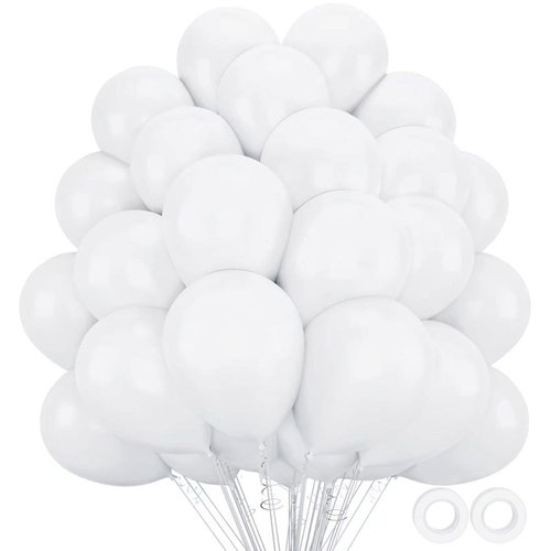 Moukiween White Balloons 12 inch -70 pcs Matte White balloons Pearl White Balloons for Wedding Engagement Bridal Shower Birthday Party Decorations