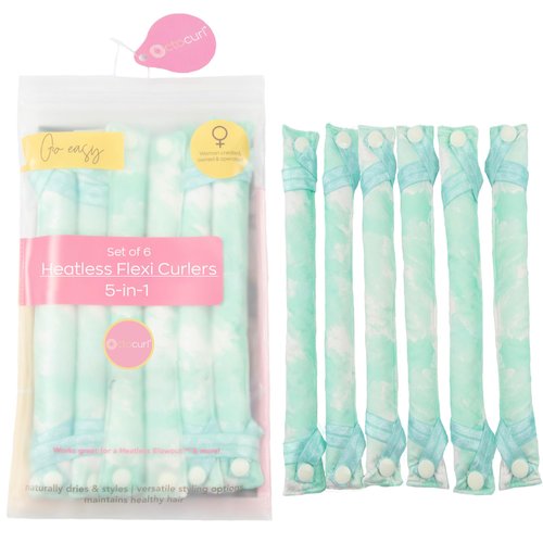 Octocurl Flexi Curlers - Heatless Blowout Rods for Overnight Curls - Flexi Rod Set - Soft Hair Rollers for Overnight - Flexible Curling Rods Hair Curlers - Set of 6 (Cotton Poplin - Spring Rain)
