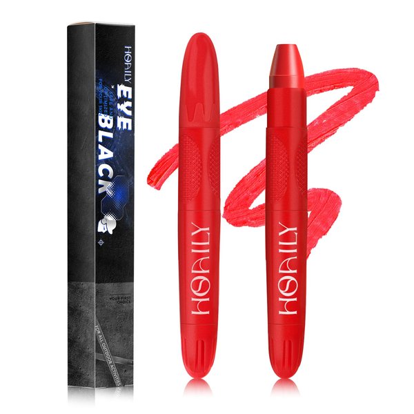 HOSAILY Eye Black Stick, Red Eyeblack Sporting Face Paint for Softball Baseball Football Lacrosse Long Lasting Cream Face Body Paint Stick for Halloween Costume Cosplay Parties Eye Makeup-Red,1pcs