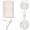 AVV Wall Sconces Set of Two, Wall Lamp Plug in with On/Off Switch, 2700K 4000K 5000K Selectable, Wall Lights for Bedroom, Living Room, Fabric Linen Lamp Shades, No Wiring Required