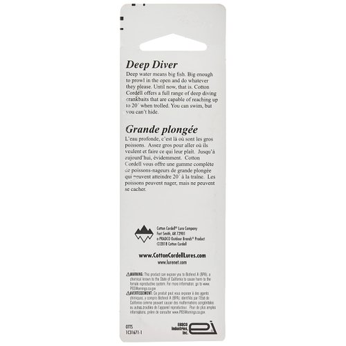 Cotton Cordell Wally Diver Walleye Crankbait Fishing Lure, Accessories for Freshwater Fishing, 2 1/2", 1/4 oz, Wonder Bread