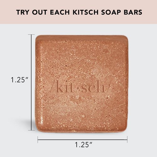 Kitsch 4pc Sampler Solid Shampoo and Conditioner Bar Set - Rice Bar Shampoo and Conditioner Bar, Growth, Castor Oil Shampoo Bar & Coconut Oil Deep-Moisturizing Hair Conditioner Bar, Zero Waste