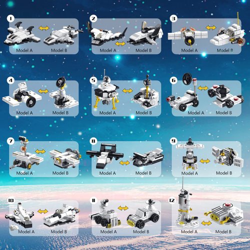 PREPOP Space Shuttle Building Toys for Kids - 25 in 1 Airplane Set for 6-12 yr Boys, Plane and Discovery Space Station Models Kits, Birthday Gifts for Age 6 7 8 9 10 11 12 Year Old 586PCS