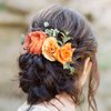 Fangsen Wedding Boho Orange Rose Flower Hair Clips Floral Hair Accessories for Brides and Bridesmaids Silver