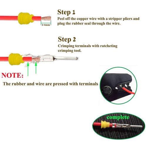 YETOR 3 pin connector kit, 10 Kit Car Auto Electrical Connectors, Series Terminals Water Resisted for Car, Truck, Boat(3 pin Connector)
