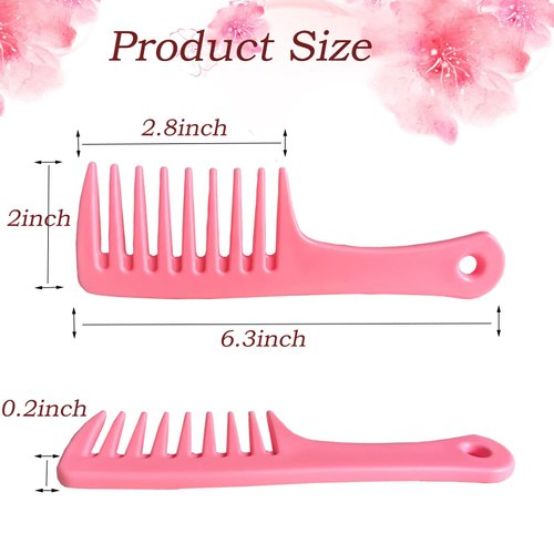 Denlydom Mini Wide Tooth Comb,Detangling Comb Hair Comb Brush for Curlies Portable Care Handgrip Comb Shower Comb Travel Combs for Men Women - Best Styling Comb for Curly,Wet,Dry,Long Hair (Pink)