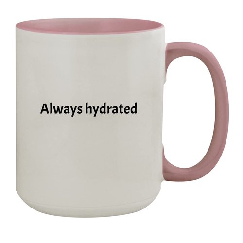 Molandra Products Always Hydrated - 15oz Ceramic Colored Inside & Handle Coffee Mug, Pink