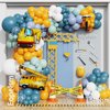 Construction Balloons Garland Arch Kit 155Pcs Yellow and Blue Balloons with Crane Excavator Hammer Foil Balloon for Birthday Baby Shower Trucker Appreciation Day Construction Party Decorations
