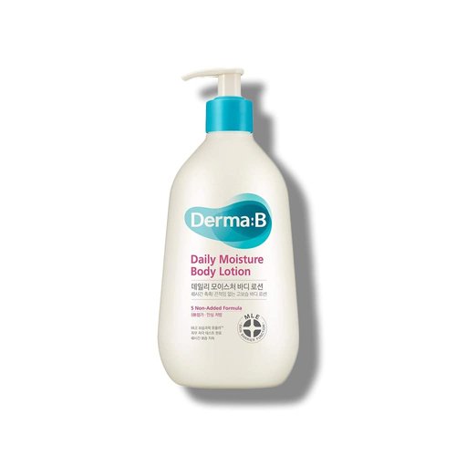 DERMA B Daily Moisture Body Lotion, Non-Greasy Long-Lasting Moisturizer for Dry & Sensitive Skin with Olive Oil & Allantoin, Woody & Powdery Scented Skincare with Panthenol,13.5 Fl Oz, 400ml,Kbeauty