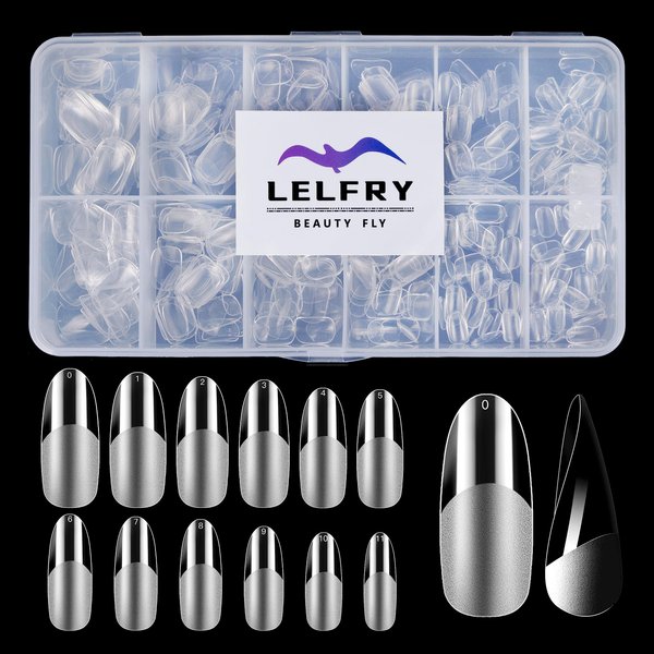 LELFRY Oval Nails Tips,Round Oval Almond Nail Tips Full Cover Acrylic Nails 120pcs Oval False Nails 10 Sizes Fake Nails False Soft Gel Tips for Nail Art