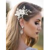 Latious Wedding Bridal Hair Clip Silver Flower Bride Hair Clips Rhinestones Hair Comb Leaf Hair Accessories for Women and Girls