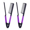 Herstyler Straightening Comb for Hair - Flat Iron Comb for Great Tresses - Hair Straightener Comb with A Grip - Keratin Comb for Knotty Hair - Hot Iron Comb to Smooth Hair - Trendy Set of 2 - Purple
